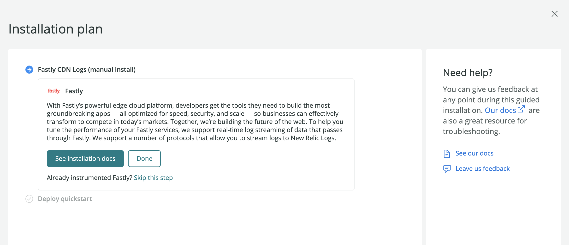 New Relic Fastly Dashboard Install Step 2