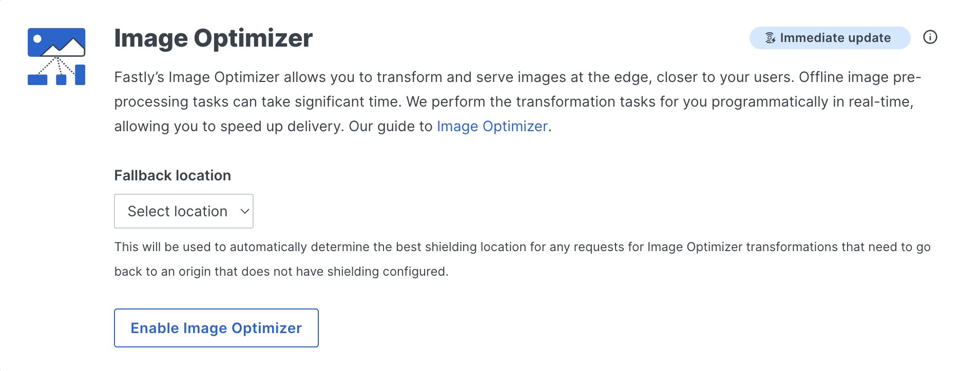 The button to enable Fastly IO on a specific service