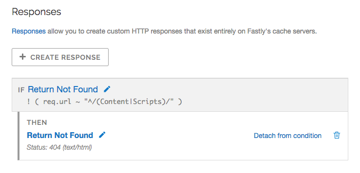 responses condition return not found that will trigger the display of page not found