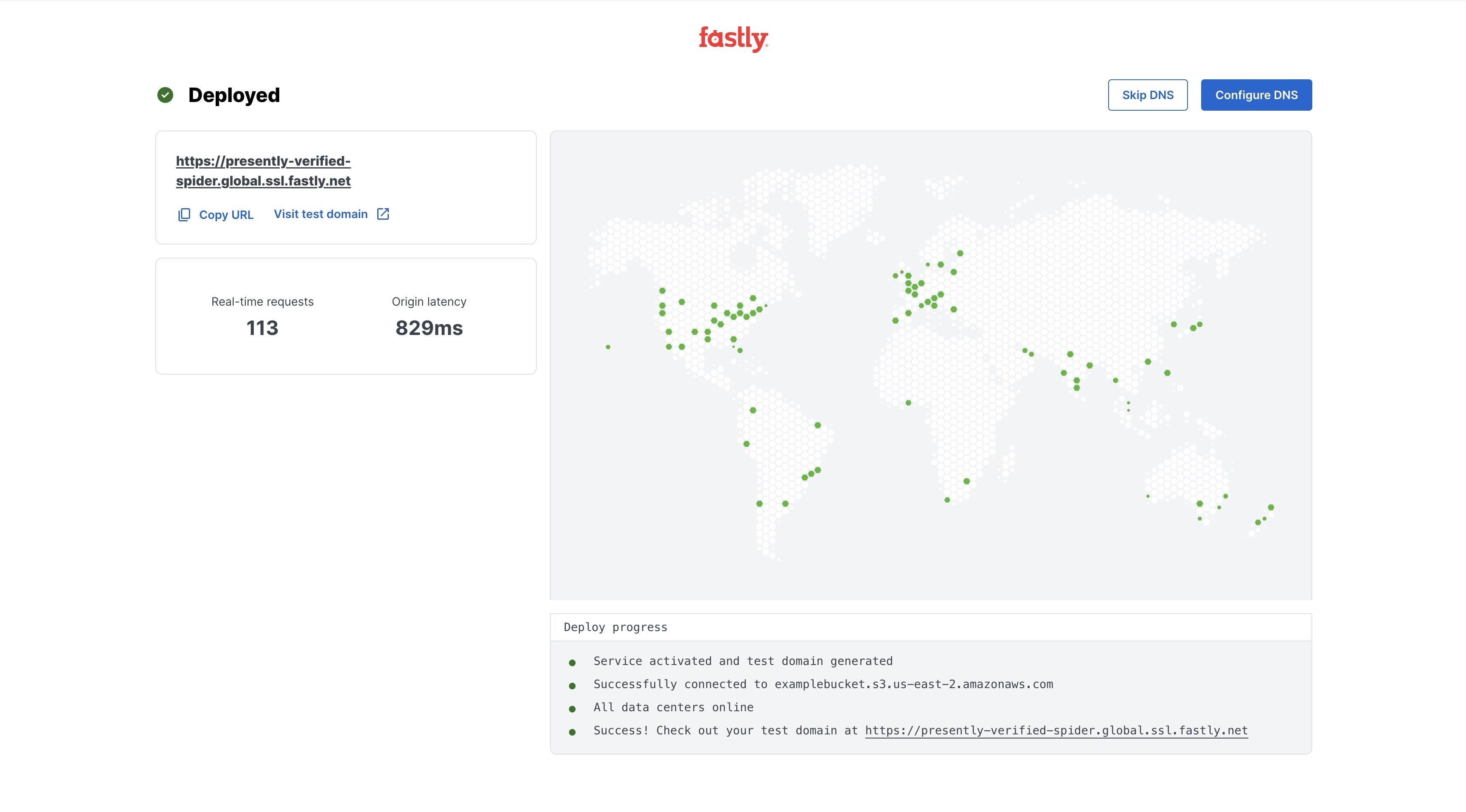 A map showing POPs successfully deployed