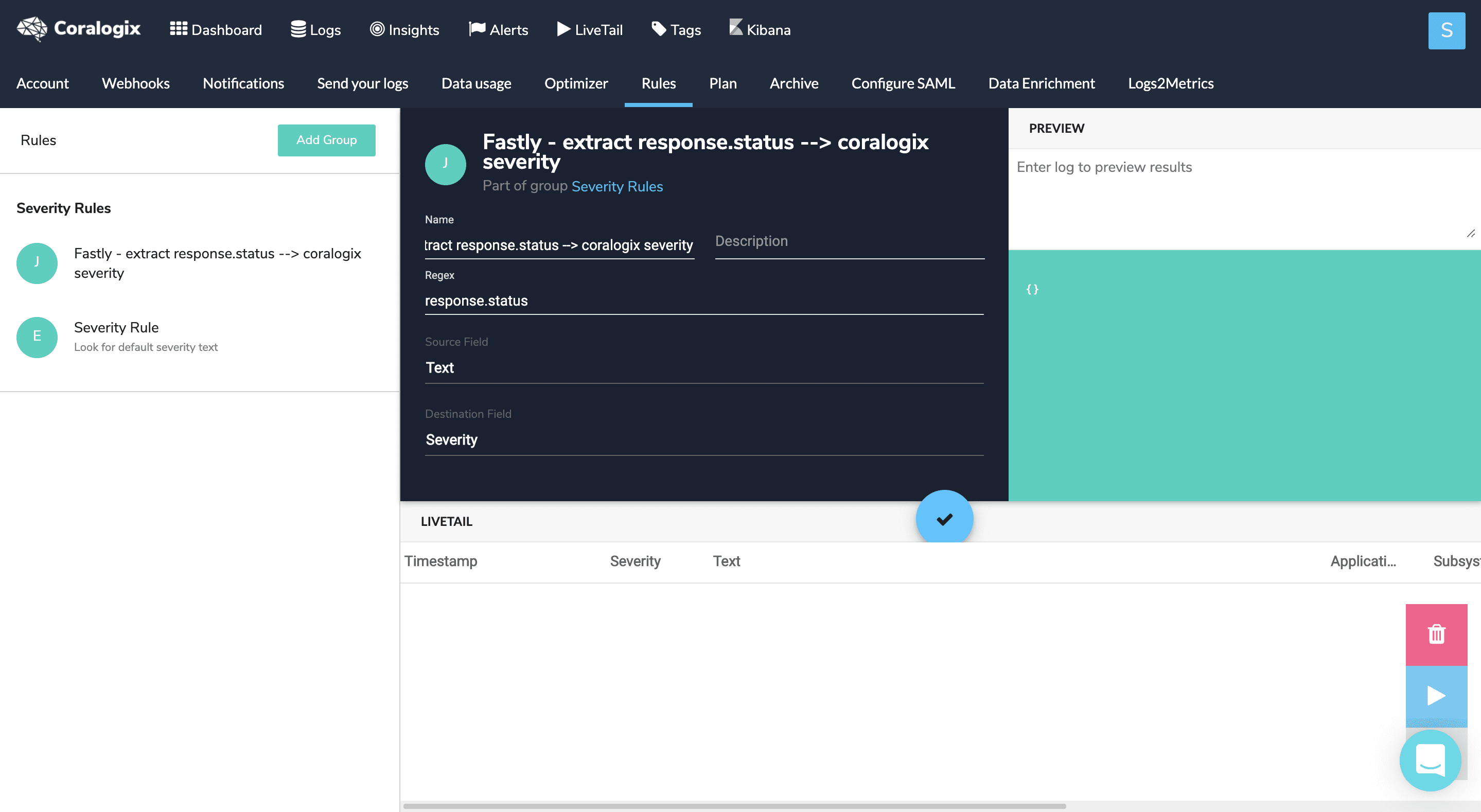 Creating a new Coralogix Rule