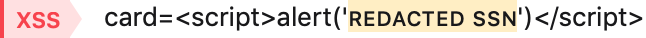 A redacted parameter. The parameter is replaced with the word 'REDACTED' highlighted in yellow.