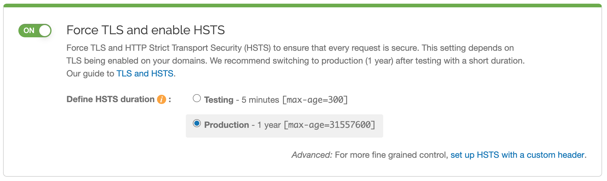 new HSTS settings